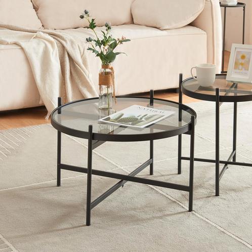 [en.casa] Salontafel Lier rond Ø61x39,5 cm zwart, Huis en Inrichting, Tafels | Salontafels, Nieuw, Verzenden