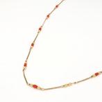Halsketting - 14 karaat Geel goud Bloedkoraal, Sieraden, Tassen en Uiterlijk, Nieuw