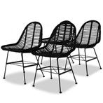 vidaXL Eetkamerstoelen 4 st natuurlijk rattan zwart, Huis en Inrichting, Stoelen, Verzenden, Nieuw, Zwart