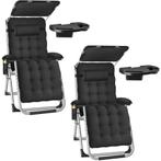 Ligstoel Cloud II met zonnekap, opvouwbaar - zwart, Set van, Verzenden, Nieuw