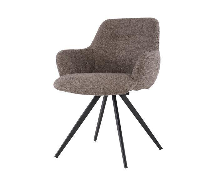 Eetkamerstoel Doreen Bouclé - Bruin | Livingfurn, Huis en Inrichting, Stoelen, Nieuw, Ophalen of Verzenden