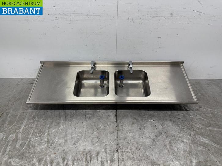 RVS Spoelblad Dubbele Spoelbakken met kraan 183 cm Horeca, Zakelijke goederen, Horeca | Keukenapparatuur, Gebruikt, Ophalen of Verzenden