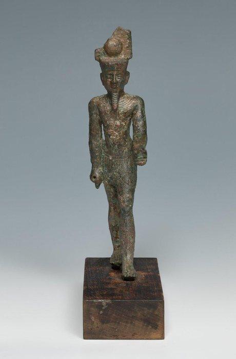 Oude Egypte, late periode Bronzen standbeeld van Amon - Sta, Verzamelen, Mineralen en Fossielen
