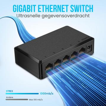 Strex Netwerk Switch - 1000Mbps - Unmanaged - 5 Poorten beschikbaar voor biedingen