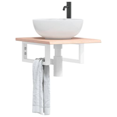vidaXL Badkamer wandschap staal en massief eikenhout, Huis en Inrichting, Tafels | Kaptafels, Nieuw, Verzenden