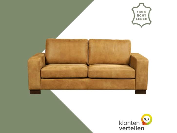 Leren bank Enjoy - 2,5 zits - Kenia Walnut (cognac) - Poten, Huis en Inrichting, Banken | Bankstellen, 200 tot 250 cm, 75 tot 100 cm