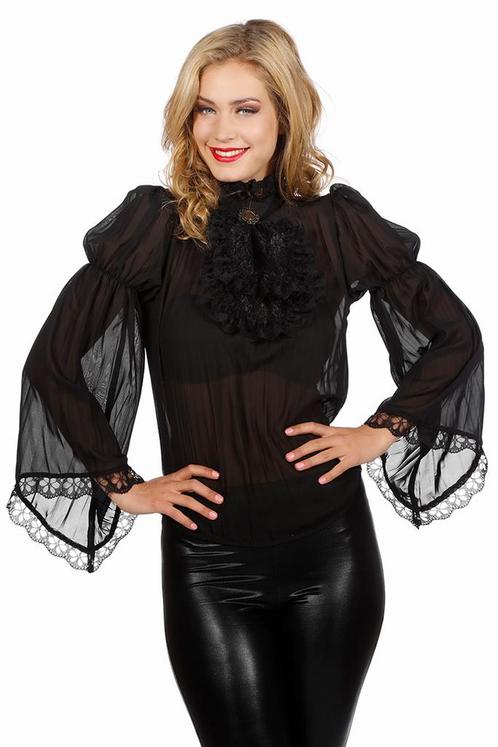 Piraten Blouse Zwart Dames, Kleding | Dames, Carnavalskleding en Feestkleding, Nieuw, Verzenden