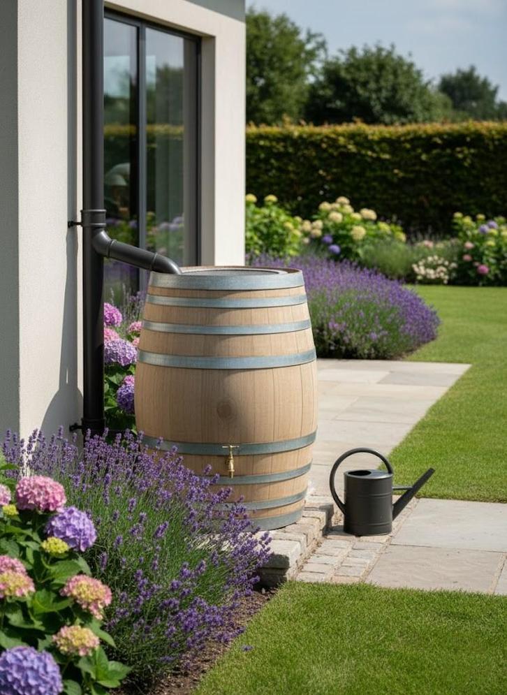 Eikenhouten wijnvaten 300L - regenton - bloembak - ALS NIEUW, Tuin en Terras, Regentonnen, 150 liter of meer, Met kraantje, Nieuw