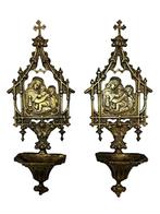 Wijwatervat (2) - 1850-1900 - Oud paar waterbakken - 26 cm, Antiek en Kunst