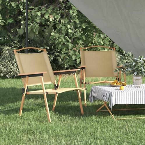vidaXL Campingstoelen 2 st 54x55x78 cm oxford stof beige, Tuin en Terras, Tuinstoelen, Nieuw, Verzenden