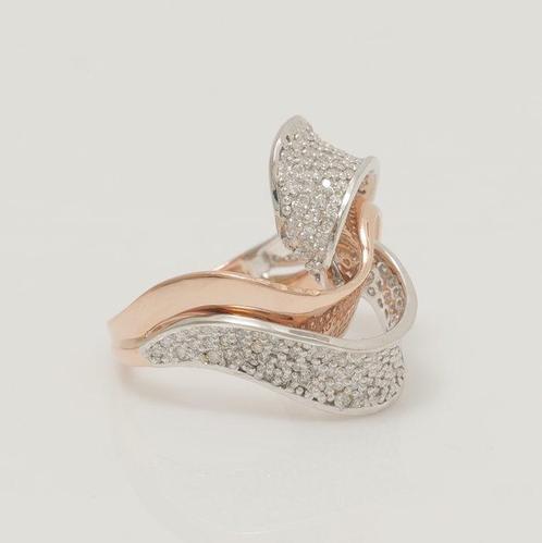 Statement ring - 14 karaat Roségoud - 0.47ct. tw. Diamant, Sieraden, Tassen en Uiterlijk, Antieke sieraden