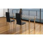 vidaXL Eetkamerstoelen 2 st kunstleer zwart, Verzenden, Nieuw, Zwart