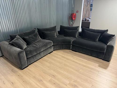 Ronde Hoekbank Viola Velvet Zwart 50% Extra Korting bankstel, Huis en Inrichting, Banken | Bankstellen, 300 cm of meer, 100 tot 125 cm