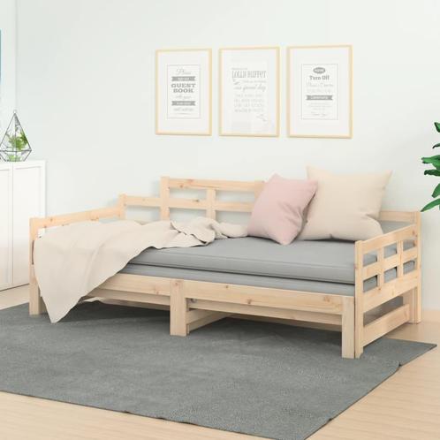 vidaXL Slaapbank uitschuifbaar massief grenenhout 2x(80x200), Huis en Inrichting, Slaapkamer | Bedden, 80 cm, 200 cm, Bruin, Eenpersoons
