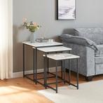 Bijzettafel Trollhättan set van 3 zwart en marmer wit [en.ca, Huis en Inrichting, Verzenden, Nieuw