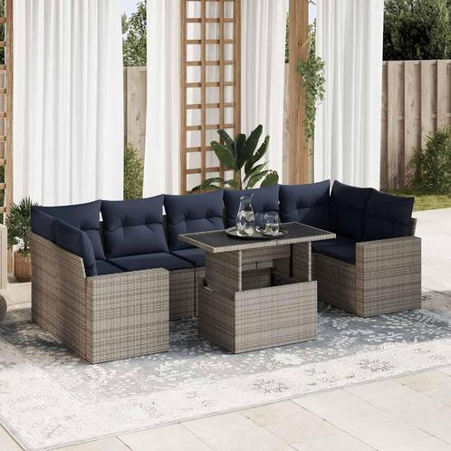 vidaXL 8-delige Loungeset met kussens poly rattan acacia, Tuin en Terras, Tuinsets en Loungesets, Loungeset, Nieuw, Rotan, Verzenden