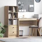 vidaXL Bureau met Opbergruimte in Sonoma Eikenhout, Huis en Inrichting, Minder dan 50 cm, Verzenden, Nieuw, Minder dan 100 cm