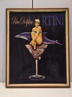 Martini - Vintage 3D Blue Dolphin Martini - Reclamebord -