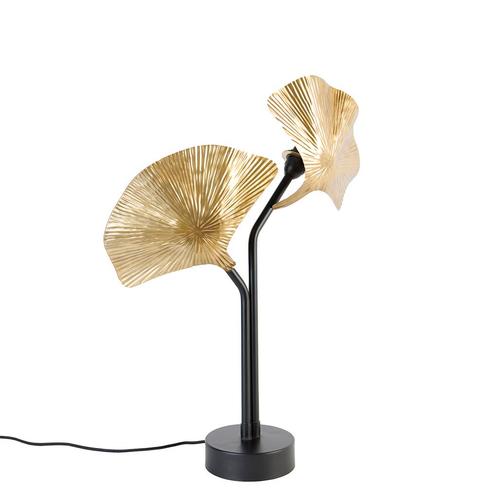 Oosterse tafellamp messing met zwart 2-lichts - Louka, Huis en Inrichting, Lampen | Tafellampen, Nieuw, Overige materialen, 50 tot 75 cm
