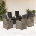 vidaXL 7-delige Tuinset met kussens poly rattan grijs, 6 zitplaatsen, Nieuw, Tuinset, Verzenden
