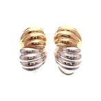 Bicolor gouden oorclips; Fantasie design (oorklem) (oorklem), Sieraden, Tassen en Uiterlijk, Oorbellen, Ophalen of Verzenden, Gebruikt