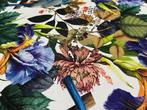 Katoenen stof voor bekleding met bloemen- en vogelsmotief -, Antiek en Kunst