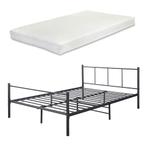 Metalen bedframe Hercules incl. matras zwart 140x200 cm, Verzenden, Nieuw