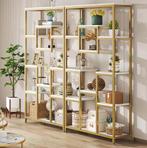Boekenkast met 8 Vakken – Goud Frame en Marmerlook Planken, Verzenden, Nieuw