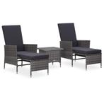vidaXL 3-delige Loungeset met kussens poly rattan grijs, 3 zitplaatsen, Nieuw, Loungeset, Verzenden