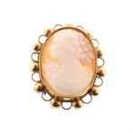 Gouden broche met camee | Antiek (vintage, schelp) (vintage), Ophalen of Verzenden, Gebruikt, Goud, Overige merken