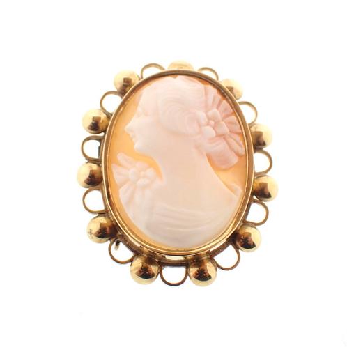 Gouden broche met camee | Antiek (vintage, schelp) (vintage), Sieraden, Tassen en Uiterlijk, Bedels, Gebruikt, Overige merken