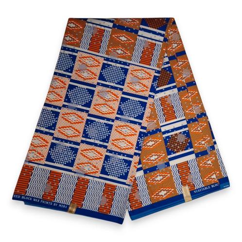 Afrikaanse stof - Oranje Kente - Poly, Hobby en Vrije tijd, Stoffen en Lappen, Nieuw, Ophalen of Verzenden