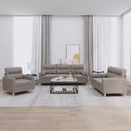 vidaXL 3-delige Loungeset met kussens stof taupe, Huis en Inrichting, Banken | Bankstellen, Verzenden, Nieuw, Vierpersoons of meer