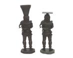 Twee bronzen Oni tempelbeelden, Japan, 20e eeuw, Brons
