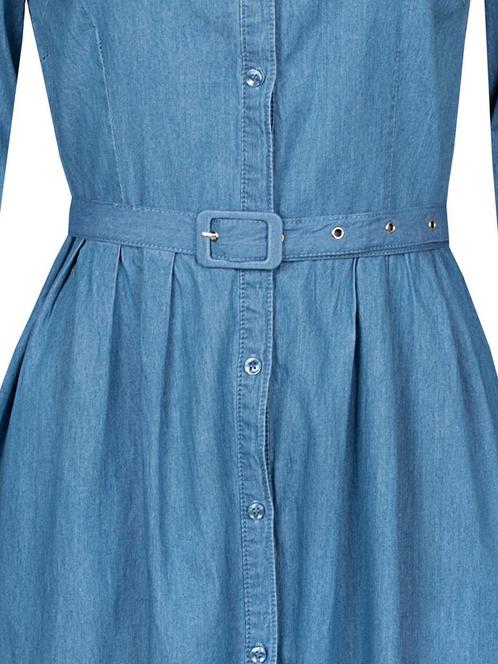 Jurk Dunja Jeansblauw S (36), Kleding | Dames, Jurken, Verzenden