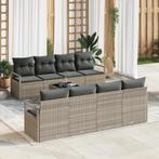 vidaXL 9-delige Tuinbankenset met kussens poly rattan, Verzenden, Nieuw, Wicker