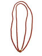 Ketting met hanger - 14 karaat Geel goud Bloedkoraal -