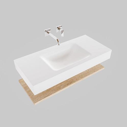 Badkamermeubel AQS Ibiza 100 cm met Washed Oak Planchet, Huis en Inrichting, Badkamer | Badkamermeubels, Ophalen of Verzenden