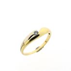 Bicolor gouden solitair ring met diamant | 0,04 ct., 18 tot 19, Gebruikt, Overige kleuren, Ophalen of Verzenden