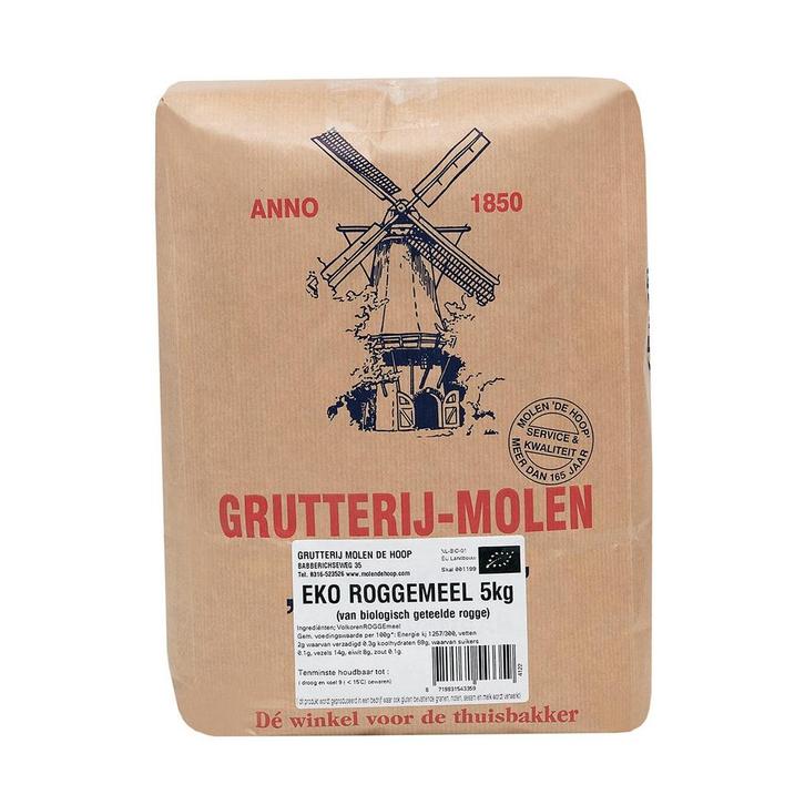 Molen de Hoop Volkoren Roggemeel EKO 5kg, Hobby en Vrije tijd, Taarten en Cupcakes maken, Nieuw, Verzenden