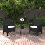vidaXL 3-delige Tuinset poly rattan zwart, Verzenden, Nieuw, Rotan, Tuinset