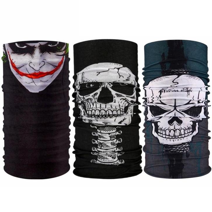 Fako Fashion - 3-Pack Microfiber Faceshield Skull - Bandana, Kleding | Heren, Mutsen, Sjaals en Handschoenen, Verzenden