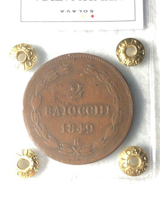 Italië, Pauselijke Staat Pio IX. 2 Baiocchi 1849 Bologna -, Postzegels en Munten, Munten | Europa | Niet-Euromunten