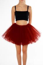 KIMU® Tutu Donkerrood Tule Rokje L XL XXL Donkerrode Pettico, Ophalen of Verzenden, Nieuw, Carnaval, Kleding