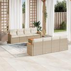 vidaXL 9-delige Loungeset met kussens poly rattan beige, Tuin en Terras, Tuinsets en Loungesets, Verzenden, Nieuw, Rotan, Loungeset