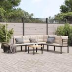 vidaXL 5-delige Loungeset met kussens gepoedercoat staal, Tuin en Terras, Tuinsets en Loungesets, Verzenden, Nieuw, Rvs, Loungeset