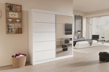 Kledingkast Mike 2 Schuifdeuren, 1 Spiegeldeur Wit (3c) beschikbaar voor biedingen