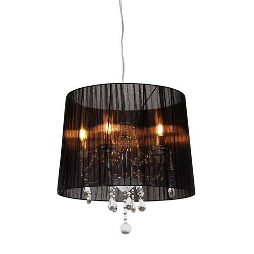 Kroonluchter chroom met zwart 50 cm 5-lichts - Ann-Kathrin, Huis en Inrichting, Lampen | Kroonluchters