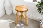 Massief houten kruk BALI 45cm natuurlijk rond teakhouten, Huis en Inrichting, Slaapkamer | Bedden, Ophalen of Verzenden, Nieuw