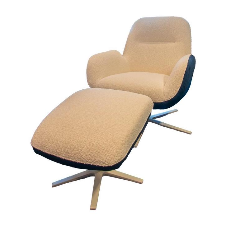 Draaifauteuil Nautic in stof met voetenbank nu 25% KORTING, Huis en Inrichting, Fauteuils, 50 tot 75 cm, Minder dan 75 cm, Nieuw